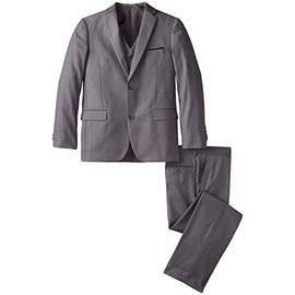 a.x.n.y Boys' Big Tailored Solid 3 Piece Suit, Grey, 10