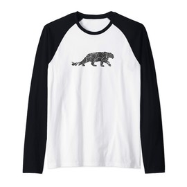 Clouded Leopard Distressed Print - Vintage Clouded Leopard Raglan Baseball Tee