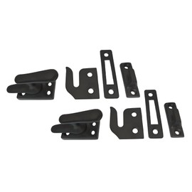 QCAA Solid Brass Casement Fastener Window Lock, Small, Matte Black, 2 Pack
