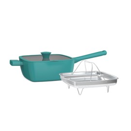 So Yummy by bella 3 Piece Square Pan Set, Aluminum Cookware Set w EverGood™ Ceramic Nonstick Coating​, Dishwasher Safe Silicone & Glass Lids, Oven Safe & All Stovetop Compatible, 4.5Qt, Moonstruck