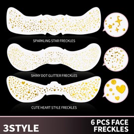 Gootaimi 9Pcs Glitter Freckles, Glitter Freckles Face Tattoo Face Gems, Glitter Freckles, Sparkle Freckles Gold Face Glitter Makeup Speckles,Sparkles Patches Face Jewels Rhinestons for Women
