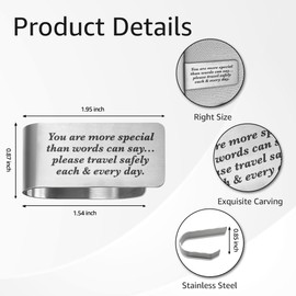 PUVOXHO You are More Special Than Words Can Say Engraved Stainless Steel Car Visor Clip, Travels Visor Car Accessories for Women Men Driver, Driving Safety Prayer Religious Gifts for Family Friend