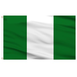 AhfuLife Nigeria Flag 5ft x 3ft for 1st October Decorations, 1pcs Large Nigerian Flags - Double Side with Brass Eyelets for National Day Black History Month Garden Party Indoor and Outdoor Decorations