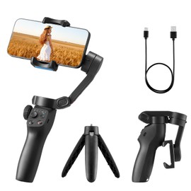 VEVOR Gimbal-Stabilisator für Smartphone, 3-Achsen-Stabilisierung, mit Gesichts-/Objektverfolgung, Stativ, tragbarer und Faltbarer Handheld-Stabilisator für Videoaufnahmen, DC 3,5–4,2V