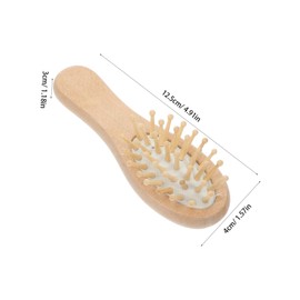 Baluue Mini Wooden Detangling Comb Portable Cushion Hair Brush for Travel Anti-static Small Brush for Scalp Massage for All Hair Types