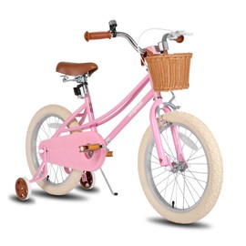 JOYSTAR 18 inch Girls Bike Ages 5-8 Years Old Kids (43"-59" Tall), Kids Bike with Training Wheels & Basket, Kids' Bicycle Pink