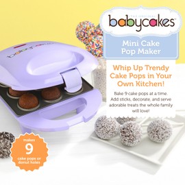 Babycakes Mini Cake Pop Maker by Select Brands - Easy-to-Use Machine - Recipes Included - Non-Stick Coating, Non-Skid Feet & Power Light - Makes 9 Cake Pops