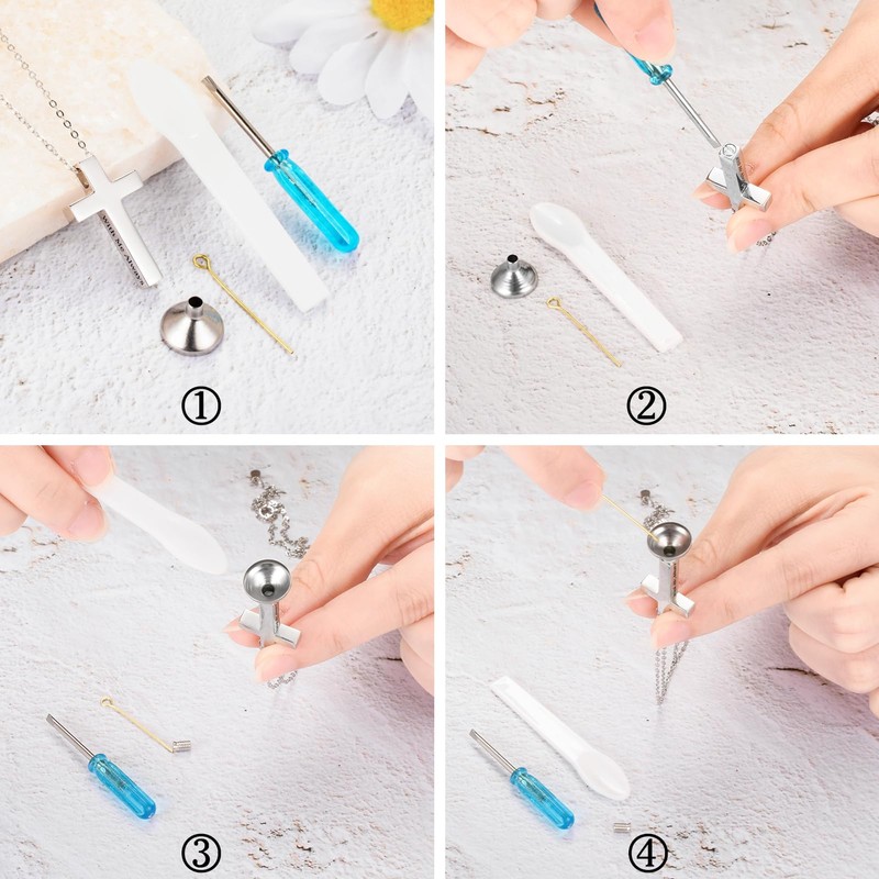 XIUDA 925 Sterling Silver Cremation Jewelry Memorial Cross Urn Necklace