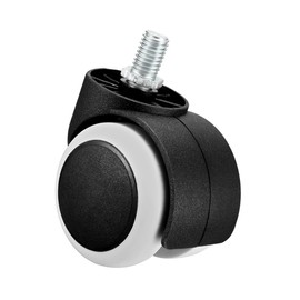 YOKIVE Chair Caster, PU Swivel Rotate Twin Wheel Stem Casters, Great for Cabinets Shelves Chairs Daily Use, (Black, White, 2-Inch)
