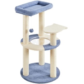 Yaheetech Cat Scratching Posts with Cat Bed, 35in Cat Scratcher with 2 Scratching Posts for Indoor Cats, Sisal Scratch Posts with Replaceable Ball for Kittens Adults Cats