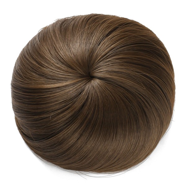 OneDor Synthetic Hair Bun Extension Donut Chignon Hairpiece Wig (8A#-Light Chestnut Brown)