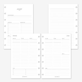 MAY PAPER CO. 2026 Mini Happy Planner Week on Two Pages Weekly Planner Insert Agenda Refill for 7-Discs Mini HP Notebook 4.6 x 7 (Vertical Lined)