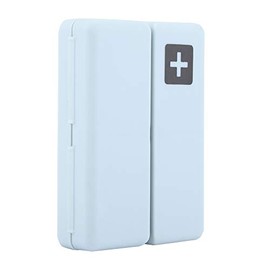 Organizador de pastillas con diseño magnético único, portátil, plegable, 7 compartimentos, material PP para medicina de retención(blue)