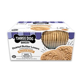 Three Dog Bakery Peanut Butter Lovers Dog Treats, Crunchy Sandwich Cookies for Dogs with Creamy Peanut Butter Filling, 28.8 oz