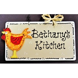 DESIGNED & HANDCRAFTED BY MILLER FAMILY WOODCRAFTS ROOSTER SIGN Personalize Name KITCHEN DECOR WALL HANGER PLAQUE Chicken Country