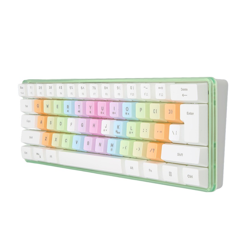 61 Keys Mechanical Keyboard RGB Backlight Colorful Keycaps Mini Wired