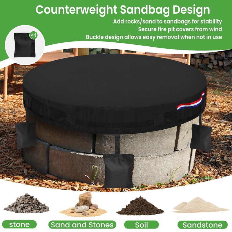 Somivrusa Fire Pit Cover Round for In-Ground Fire Pits, 66"