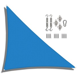 Coarbor 21'x22'x30.4' Right Triangle Sun Shade Sail Perfect for Patio Yard Deck Outdoor Garden with Hardware Kit UV Block Shade Cover Canopy-Blue