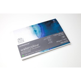 Winsor & Newton Watercolour Paper, 100% Cotton, Bright Natural White, 17,8 x 25,4cm-20 Blatt im Block, 300g/m²