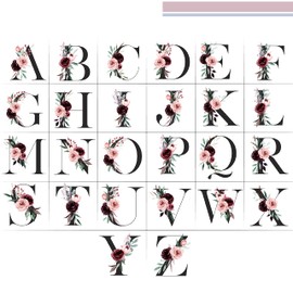 Floral Initial Canvas Bag Gifts for Women - 15"x16" Shoulder Tote Bags for Bridesmaids Hen Party Teacher Gift Shopping Bag C1 (Initial #B)