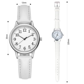 Anseom Women Tone Watch Fashion Wrist Watch with Leather Strap Easy Read Analog Quartz Watch for Students Classic Business Watches for Women Men (White)