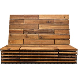 Interlocking Deck Tiles 24 x 12 Long Boards Snap Together Wood Flooring - Acacia Hardwood Outdoor Flooring for Patio - Floor Decking Tile, Waterproof Balcony Flooring 12 Sq Ft (1 Pack (6 Pieces))