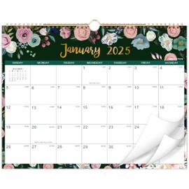 2025 Calendar - Jan. 2025 - Dec. 2025, 2025 Wall Calendar, 12-Month Calendar, 15" x 11.5", Twin-Wire Binding + Hanging Hook + Thick Paper + Unruled Blocks with Julian Dates - Floral