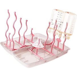Escurridor de Biberones, Escurridor de Mamilas, Bandeja de Secado para Biberones, Travel Baby Bottle Drying Rack, Desmontable de Escurre Biberones, Escurridor Multiusos para Biberones (Rosa)