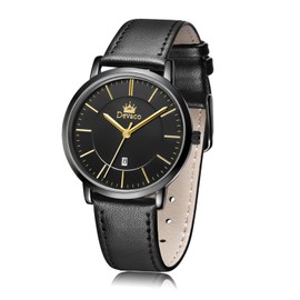 Ladies Watches ，Genuine Leather Strap Waterproof Watches for Women Quartz Casual Watch for Women, Calendar Women's Watches Chronograph Women's Wrist Watches (Black Band Black dial)