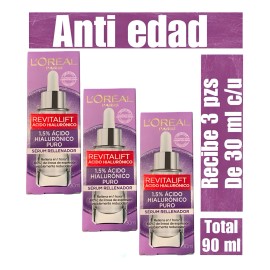 Loreal Paris Serum Revitalift Ácido Hialurónico 3 Pzs 30 Ml