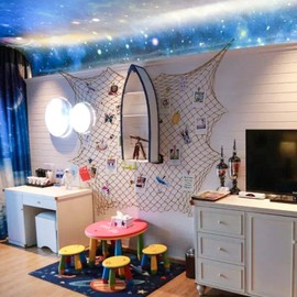 eZAKKA Fish Net Decorative, Decorative Fishing Net 79 x 59inch Mediterranean Style Nautical Wall Hangings Decoration with Sea Shells, Brown