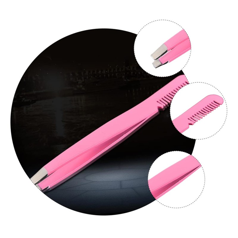 WOONEKY Beauty 4pcs Eyebrow Clamps Stainless Steel Tweezer Comb Ergonomic