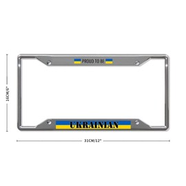 Standard 6"X12" Aluminum License Plate Frame,Proud to Be Ukrainian Flag License Plate Cover Decoration for Car,Truck Or SUV,Made in The USA