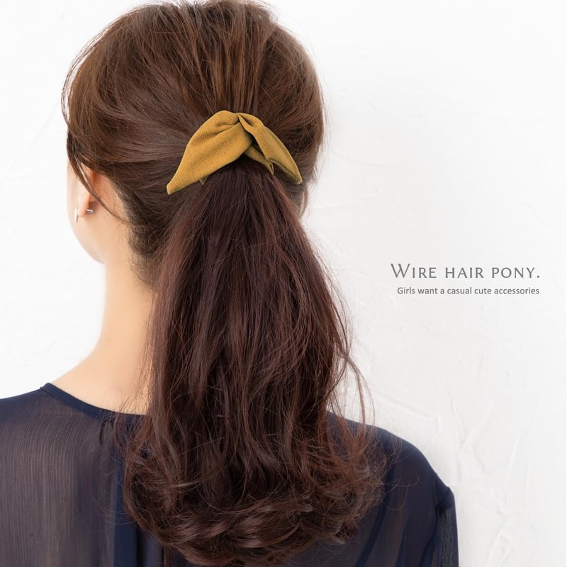 [ジュエルボックス] JewelVOX ワイヤーポニー ヘアアクセサリー シンプル カラー ワイヤー リボン ポニー おしゃれ