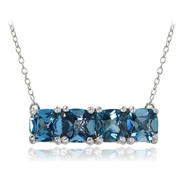 Ice Gems Sterling Silver London Blue Topaz Bar Necklace
