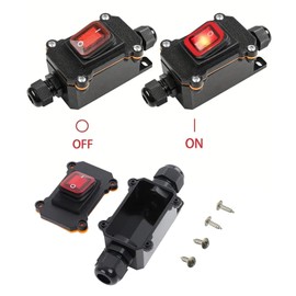 SIGANDG IP68 Waterproof Inline Switch Rocker Switch Cable Switch 12V DC 25A DPST 4-Pin 12V Switch Cord Switch Open Double Hole Waterproof Box Double-Sided Input (RED)