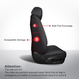MIROZO 2PCS Front Seat Covers,Full Coverage Car Seat Covers Leather Car Seat Protector Automotive Seat Covers Universal Vehicle Cushion Cover Fit for Cars SUV Pick-up Truck(Black,2PCS Front)