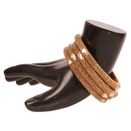 Touchstone NEW Indian Bollywood Bangle with Beautiful Hand Cut Network Floral Style Designer Jewelry Defines Open Kada Bracelet Bangle in Gold Tone Set of 2 For Women, messh