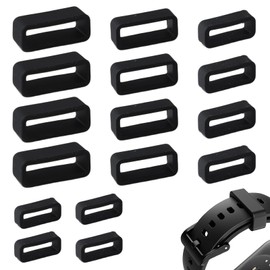 PKRFCJ 16 PCS Watch Band Holder Loop, 20mm, 14mm, 16mm, 18mm Anti-Slip Watch Replacement Band Strap for Smart Sport Watchers Clasp Ring Accessories (Black)