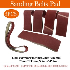 BE-TOOL 5Pcs Power-Sander Belts 100mm x 915mm Aluminium Oxide Bench Sanding Paper for Belt Sander, Metal Polishing, Woodworking (40 Grits)