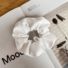 Pack of 2 Leather Hair Bobbles for Women, Elastic Hair Scrunchies, Plain Hair Rings, Hair Accessories Headwear, Hair Bands for Ponytail, Women, Girls, Women, Black