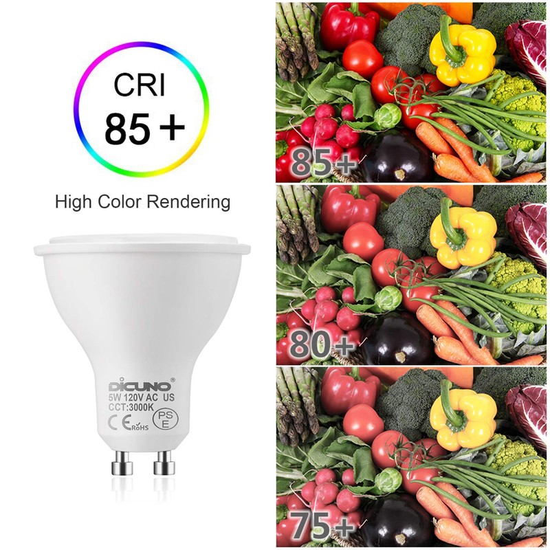 DiCUNO GU10 LED Bulbs 5W Warm White, 3000K, 500lm, 45