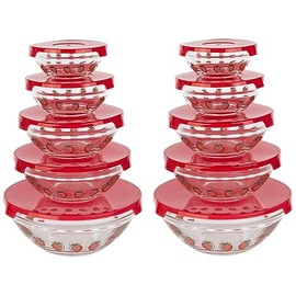 Classic Cuisine Glass Bowls with Lids Set - Mixing Bowls Set with Multiple Sizes for Storage, Meal Prep, Mixing, and Serving