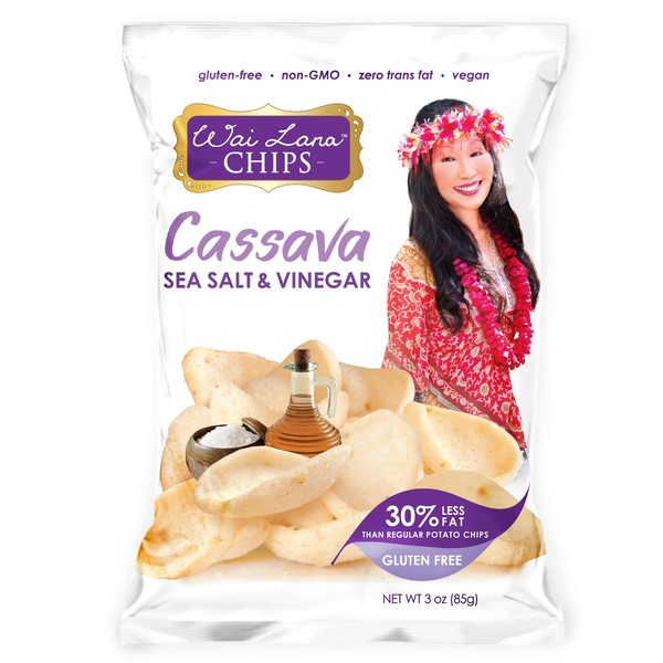 Cassava Chips Sea Salt and Vinegar (6 Pack of 3 Ounce Individual Bags) - Gluten Free, Non-GMO, Vegan, Zero Trans Fats – Wai Lana