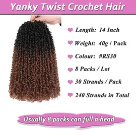 Samtress Yanky Twist Crochet Hair Pre Twisted 14 Inch Ombre Brown Senegalese Twist Crochet Hair Pre Twisted Mini Curly Twist Crochet Hair Extensions (#RS30) 8 Packs