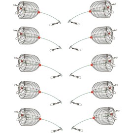 10Pcs/Pk Carp Fishing Bait Trap Cage Feeder Basket Holder Coarse Lure Feeder Carp Fishing Tackle Kit,Size L/M/S Available (S)