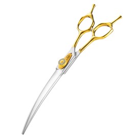 Ethyxe 7 Inch Curved Dog Grooming Scissors Made Of 440C Stainless Steel Professional Downward Curved Pet Face Trimming Shears with Jewelled Screw, Sharp & Comfortable for Groomers