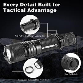 PowerTac Warrior G4-FL 4200LM Tactical Flashlight Rechargeable, High Lumen Light with Holster, Wide Beam, USB & Magnetic Dual Charging, Waterproof Handheld EDC LED Flashlights for Duty and Outdoor Use