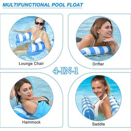 FUNNYTA 3 Pack Water Hammock, 4-in-1 Multi-Portable Water Pool Float Hammock (Saddle, Lounge Chair, Hammock and Drifter) for Adults, Suitable for Travel, Family and Recreation