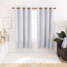 Deconovo 100% Blackout Curtains, Linen Look Soundproof Curtains, Room Darkening Curtains for Living Room (Greyish White, 52x72 Inch, Set of 2)
